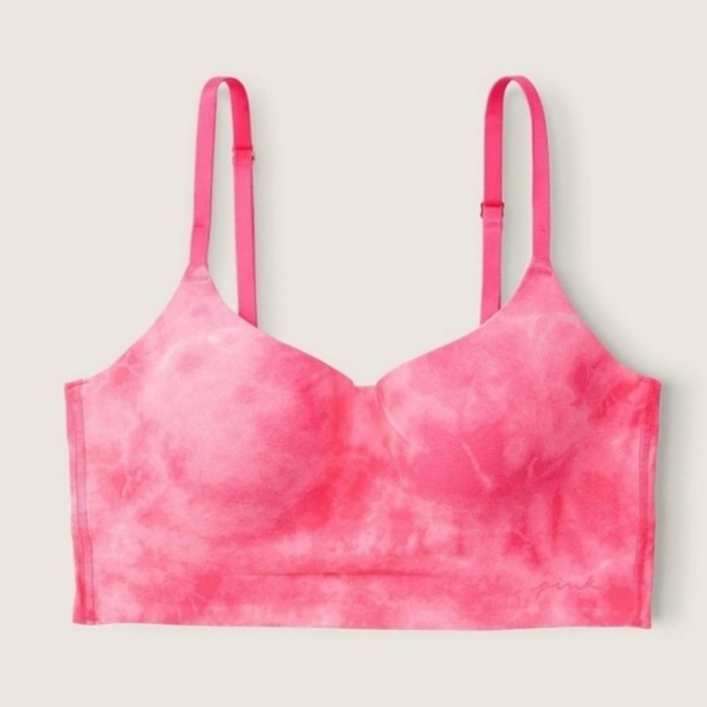 M1 Pink Victoria's Secret Wireless Sports‎ Bralette Activewear Pink Tie Dye